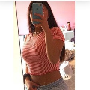 PacSun PS basics Red Striped Crop